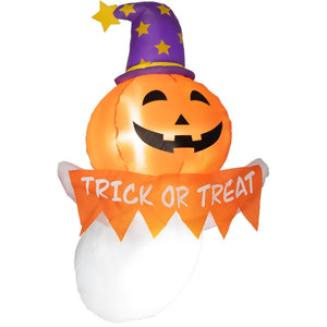 Inflatable Halloween Ghost Window Sticker with LED Lights - White