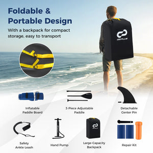 Inflatable Paddle Board with Removable Fin and Backpack