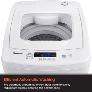 Magic Chef Compact Portable Top Load Washer with Space Saving Design, White