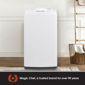 Magic Chef Compact Portable Top Load Washer with Space Saving Design, White