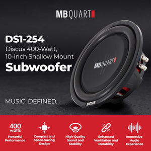 2) MB Quart DS1-254 800 Watt 4 Ohm Shallow Slim Subwoofers Car Truck DVC Subs