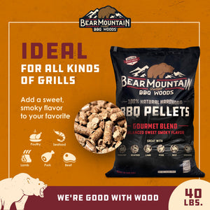 Bear Mountain BBQ FB99 All-Natural Hardwood Gourmet Blend Smoker Pellets, 40 lbs