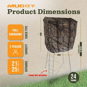 Muddy Steel 7' Tall Quad Pod Hunting Blind Cover, Camouflage, Stand Not Included
