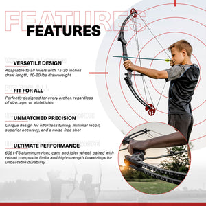 Genesis Original Archery Compound Bow and Arrow Set, Draw Hand-Left, Black