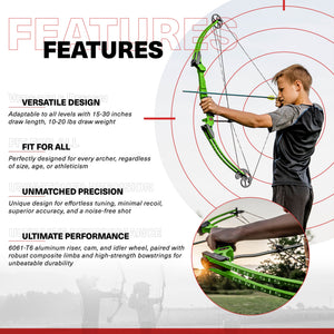 Genesis Original Archery Compound Bow and Arrow Set, Draw Hand-Left, Green