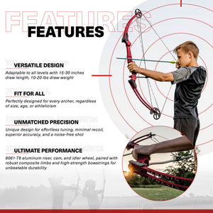 Genesis Original Archery Compound Bow and Arrow Set, Draw Hand-Right, Red
