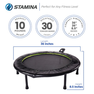 Stamina Products 36 Inch Round Foldable Fitness Trampoline with Workout Monitor