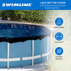 Swimline 21 Foot Round Above Ground Swimming Pool Leaf Net Top Cover | CO921