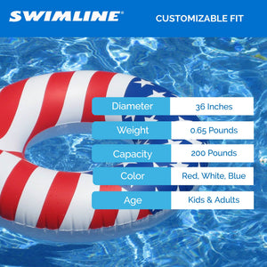 Swimline 36" Inflatable Patriotic America Flag Swimming Pool Tube Float (5 Pack)