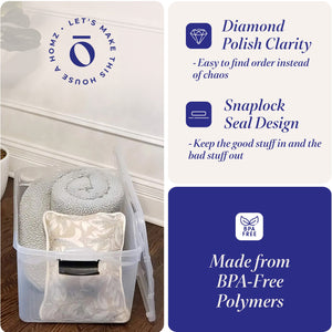 Homz 66 Qt Clear Storage Organizing Container Bin with Latching Lids, (2 Pack)