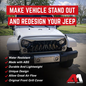 AMERICAN MODIFIED Front Shark Grille for 2007 to 2018 Jeep Models, White & Black