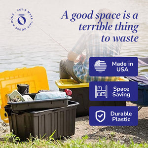 Homz 34 Gallon Durabilt Home Storage Container w/Lid, Black/Yellow (2 Pack)