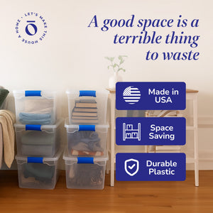 Homz 31 Quart Heavy Duty Modular Stackable Storage Containers, Clear, 8 Pack