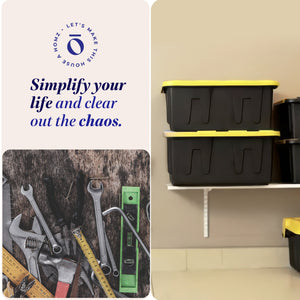 Homz 34 Gallon Durabilt Home Storage Container w/Lid, Black/Yellow (2 Pack)