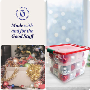 HOMZ 31 Qt Holiday Clear Plastic Storage Container w/ Latching Handles (4 Pack)