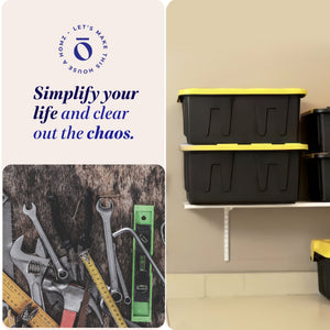 Homz 34 Gallon Durabilt Home Storage Container w/Lid, Black/Yellow (2 Pack)
