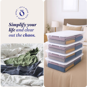 Homz Snaplock 41 Qt Stackable Plastic Storage Container w/Latching Lid (4 Pack)