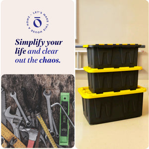 Homz Durabilt 27 Gallon Stackable Home Storage Container Lidded Tote Bin, 4 Pack