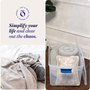 Homz 66 Qt Multipurpose Stackable Storage Bin with Latching Lids, Clear (2 Pack)