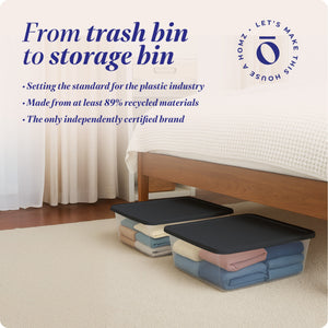 Homz 12 Qt Stackable Plastic Storage Container with Snaplock Lid, Gray (8 Pack)