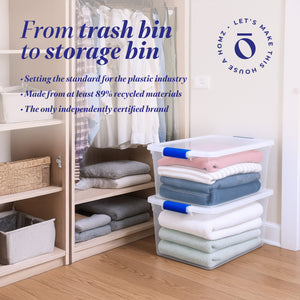 Homz 31 Quart Heavy Duty Modular Stackable Storage Containers, Clear, 8 Pack