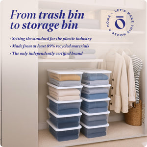 Homz 6 Qt Multipurpose Plastic Storage Containers with Latching Lid, (10 Pack)