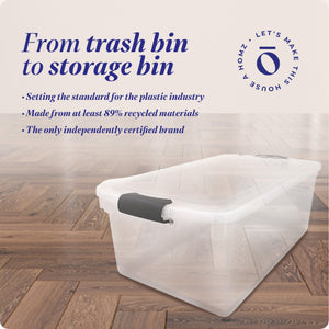 Homz 66 Qt Clear Storage Organizing Container Bin with Latching Lids, (2 Pack)