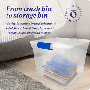 Homz 31 Qt Heavy Duty Clear Plastic Latching Stackable Storage Containers, 4 Pk