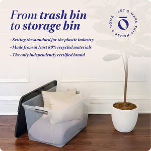Homz 64 Qt Secure Latching Large Clear Plastic Storage Bin w/ Gray Lid (4 Pack)