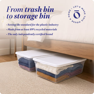 Homz Snaplock 41 Qt Stackable Plastic Storage Container w/Latching Lid (4 Pack)