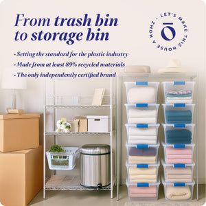 Homz 31 Quart Heavy Duty Clear Plastic Stackable Storage Containers, 12 Pack