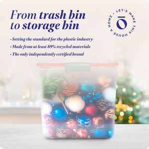 HOMZ 31 Qt Holiday Clear Plastic Storage Container w/ Latching Handles (4 Pack)