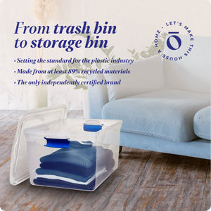 Homz 66 Qt Multipurpose Stackable Storage Bin with Latching Lids, Clear (2 Pack)