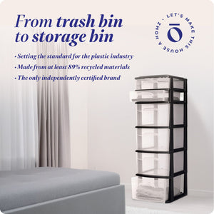 Homz 6-Drawer Plastic Bedroom & Closet Organizer Storage, Clear/Black Frame