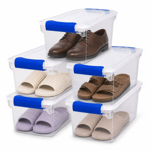 Homz 7.5 Quart Secure Latching Clear Plastic Stackable Storage Container, 5 Pack