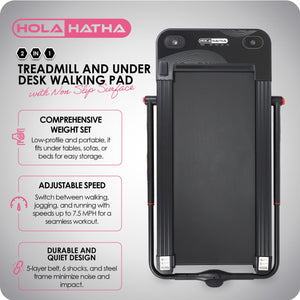HolaHatha 2 In 1 Treadmill and Under Desk Walking Pad with Non Slip Surface