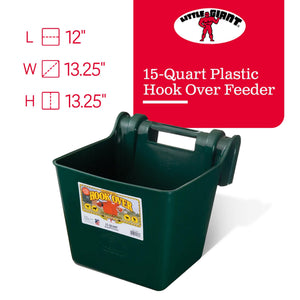 Little Giant Heavy Duty 15 Quart Mountable Plastic Hook Feeder, Green (2 Pack)
