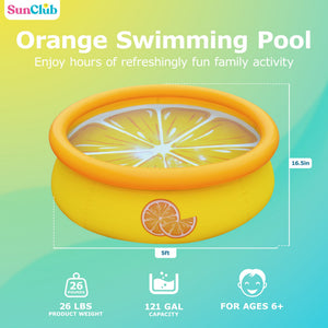 JLeisure 5' x 16.5" 3D Orange Inflatable Outdoor Backyard Kiddie Swimming Pool