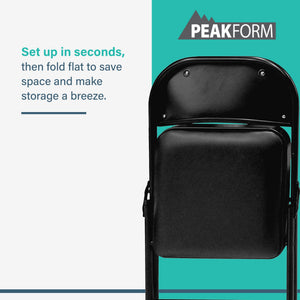 Plastic Development Group Indoor Metal Padded Vinyl Folding Chair, Black (4Pack)