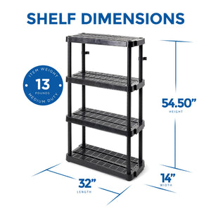 Gracious Living 4 Shelf Adjustable Height Medium Duty Storage, Black (2 Pack)