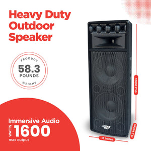 Pyle 1600W Heavy Duty Outdoor 7 Way PA Loud-Speaker Cabinet w/ Dual 12" Woofers