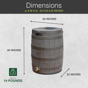 Good Ideas Rain Wizard 50 Gallon Rain Barrel Water Collector, Oak (2 Pack)