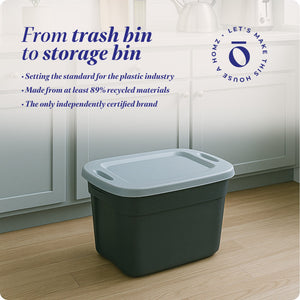 Homz 6610BKTS.10 10 Gallon Durable Molded Plastic Storage Bin with Secure Lid