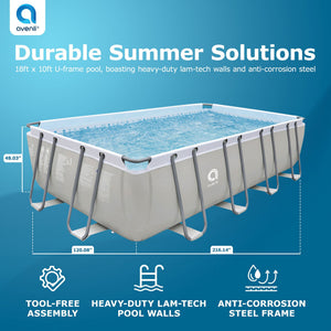 JLeisure 17776 18 x 10 Foot Above Ground Rectangular Steel Frame Swimming Pool