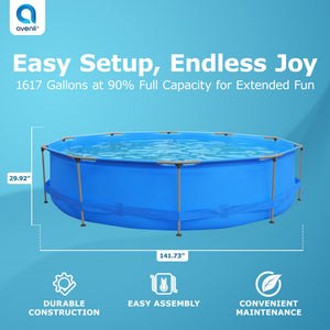 JLeisure Avenli Frame Round 12' 30" Tall 1,617 Gal Easy Assembly Swimming Pool