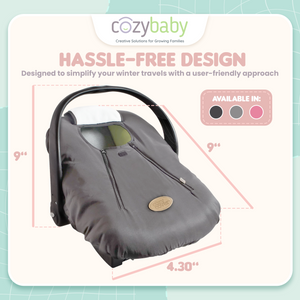 CozyBaby Original Infant Car Seat Cover w/ Dual Zippers & Elastic Edge, Charcoal - TRAPSKI