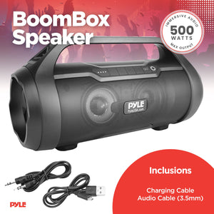 Pyle PBMWP185 500 Watt Portable Bluetooth Wireless BoomBox Speakers Stereo