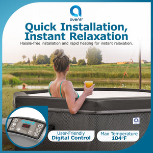 JLeisure Aegean 1,200 Liter 65 inch 6 Person Rigid Foam Wall Hot Tub Spa, Black