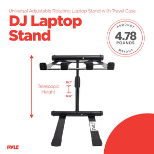 Pyle PLPTS55 Universal Adjustable Rotating DJ Laptop Stand with Travel Case