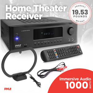 Pyle PT796BT Wireless Streaming Home Theater Receiver with 4K Ultra Support